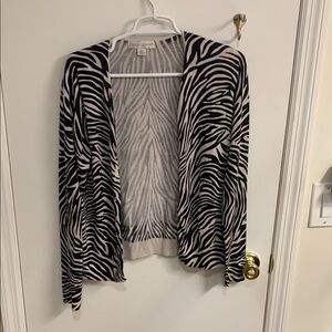 Casual Corner Black and White Zebra Cardigan Sweater in size X-LARGE